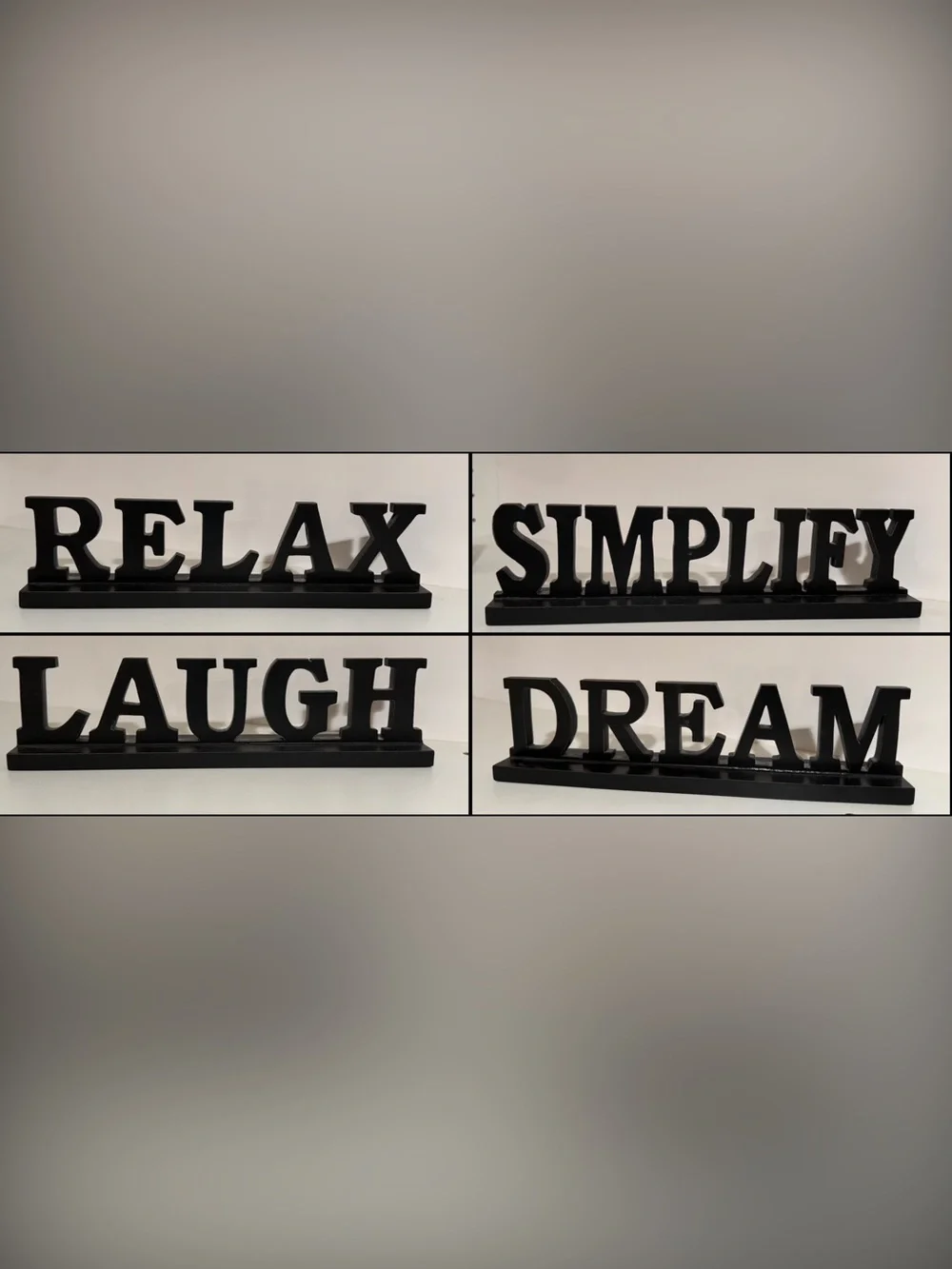 Black 'Relax / Simplify / Laugh / Dream' Decorative Word Signs - Home Wall Decor
